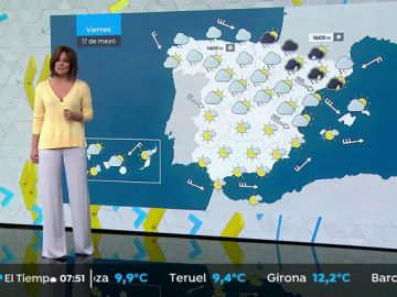 Descenso notable de las temperaturas este viernes y lluvias en la mitad norte