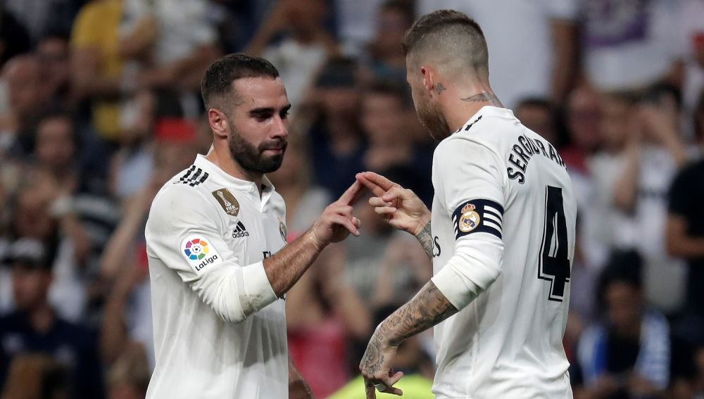 Carvajal y Sergio Ramos, durante un partido con el Real Madrid