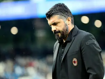 Gattuso, cabizbajo en un partido con el Milan Gattuso, cabizbajo en un partido con el Milan