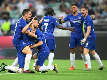 Los jugadores del Chelsea celebran un gol Los jugadores del Chelsea celebran un gol