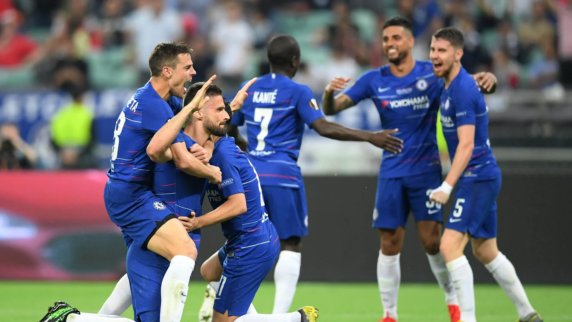 Los jugadores del Chelsea celebran un gol Los jugadores del Chelsea celebran un gol