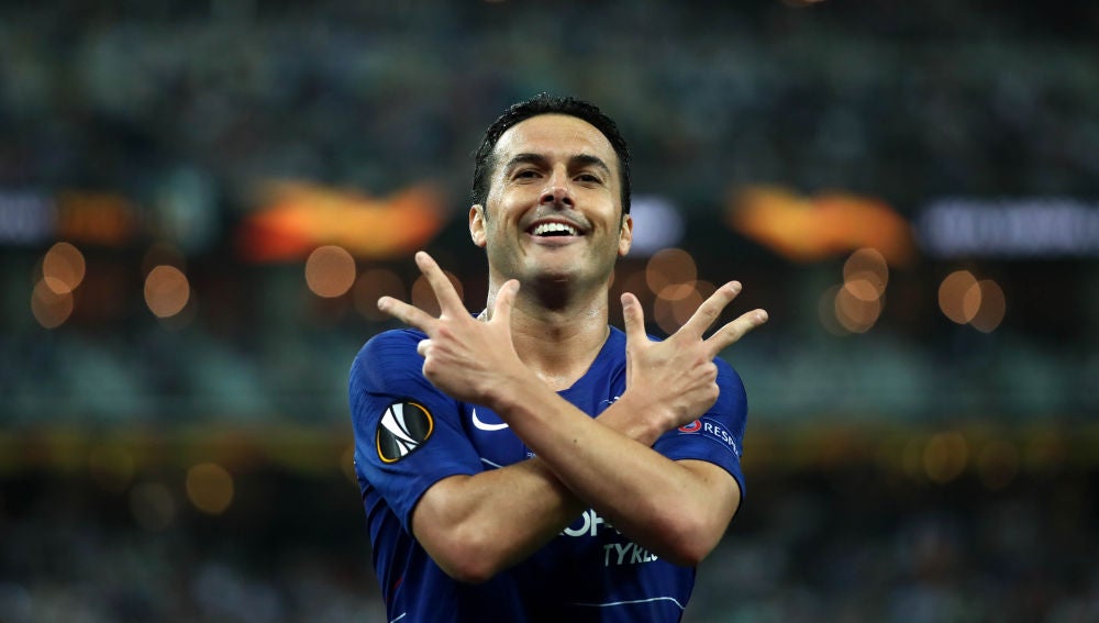 Pedro celebra uno de sus goles con el Chelsea
