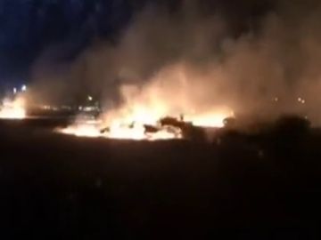 Los fuegos artificiales del comienzo de las fiestas en Cáceres provocaron un incendio en el recinto ferial