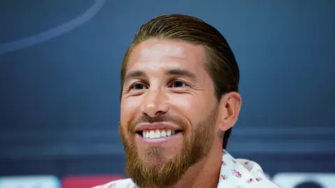 Sergio Ramos, sonriente durante su comparecencia Sergio Ramos, sonriente durante su comparecencia