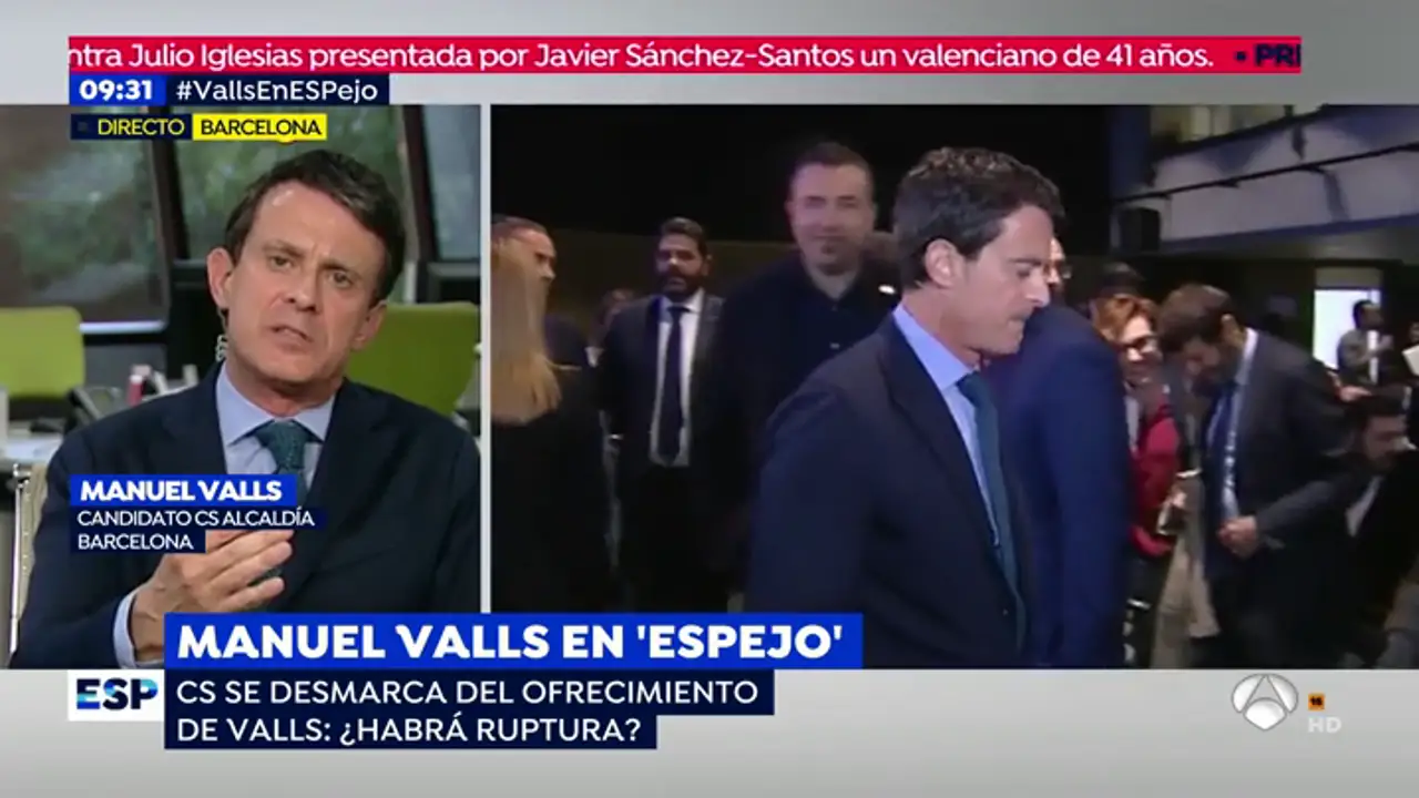 Manuel Valls, sobre su propuesta a Ada Colau: "Todos en Ciudadanos queremos evitar que Barcelona tenga un alcalde independentista"