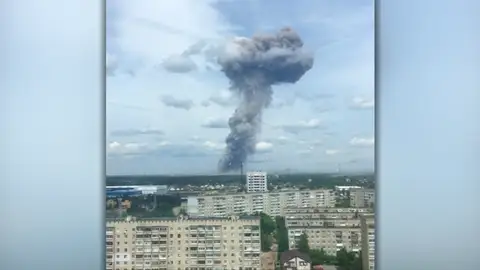 Las detonaciones en una fábrica de explosivos de Rusia Las detonaciones en una fábrica de explosivos de Rusia