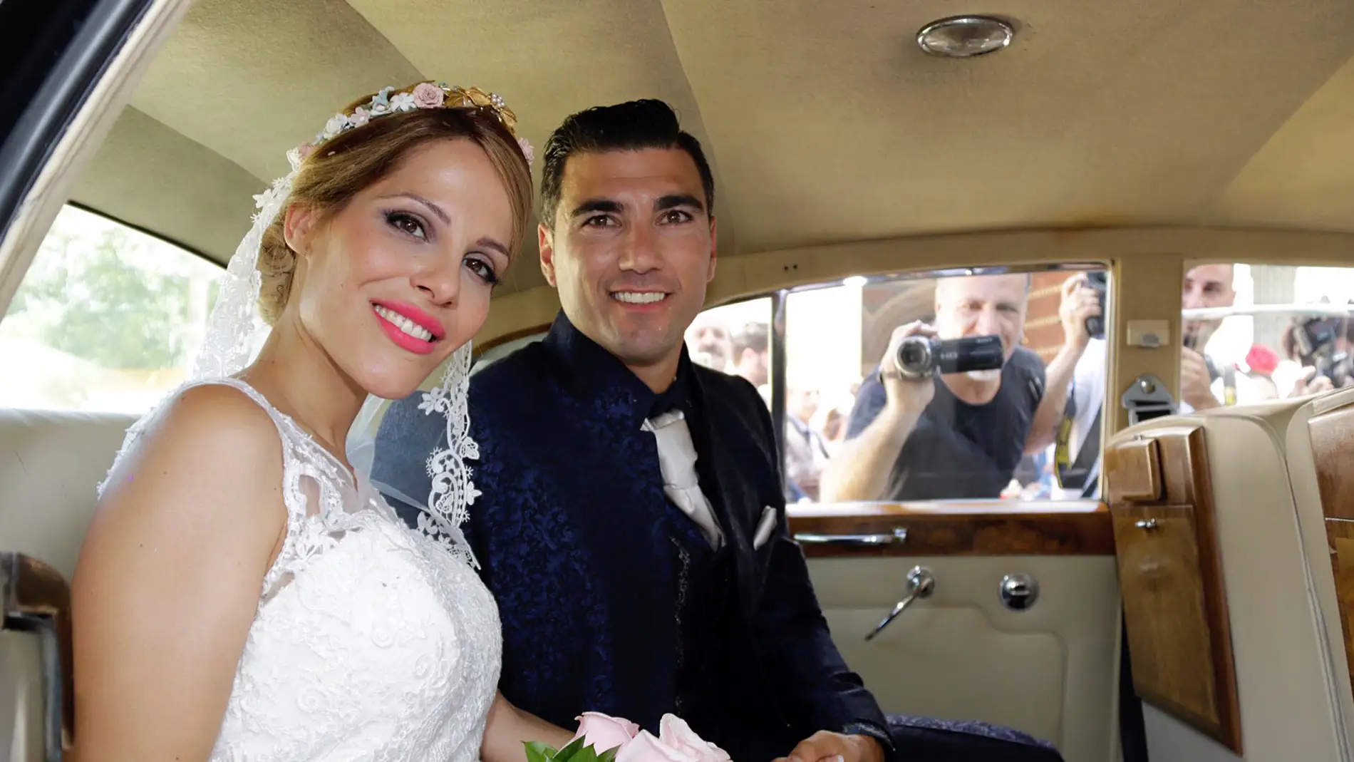 José Antonio Reyes y su esposa Noelia en el día de su boda