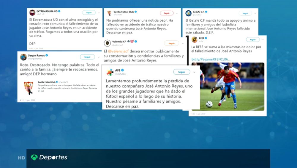  El mundo del fútbol, desolado por muerte de José Antonio Reyes: "Estoy destrozado"