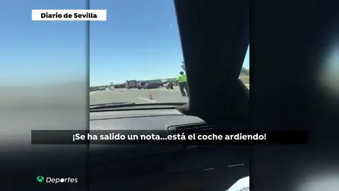 Así fueron los instantes posteriores al accidente de Reyes grabado por otro vehículo: "El coche está ardiendo" Así fueron los instantes posteriores al accidente de Reyes grabado por otro vehículo: "El coche está ardiendo"