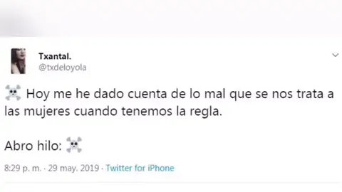 Una joven denuncia a través de un hilo de Twitter lo mal que se trata a las mujeres cuando tienen la regla Una joven denuncia a través de un hilo de Twitter lo mal que se trata a las mujeres cuando tienen la regla