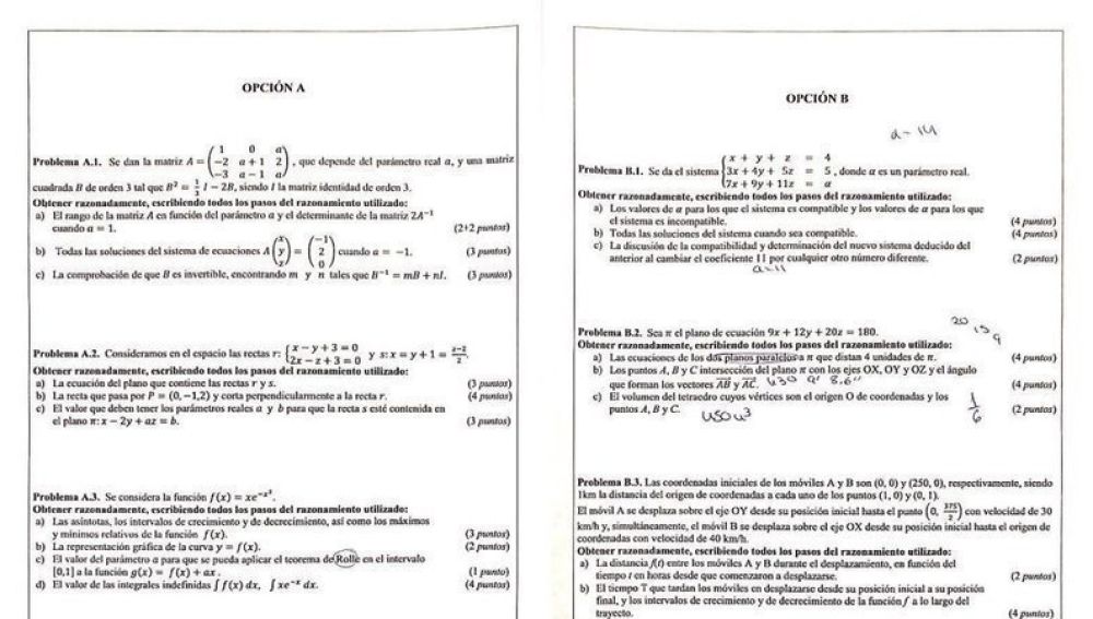 Selectividad Valencia: ¿Serías capaz de aprobar el polémico examen de Matemáticas de la EvAU de ...