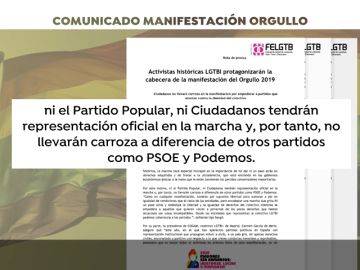 La organización del Orgullo Gay deja sin carrozas a PP y Ciudadanos