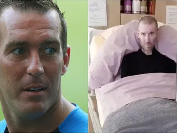 Fernando Ricksen, en su época como jugador y en la cama del hospital Fernando Ricksen, en su época como jugador y en la cama del hospital