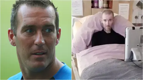 Fernando Ricksen, en su época como jugador y en la cama del hospital Fernando Ricksen, en su época como jugador y en la cama del hospital