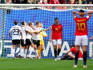 Las jugadoras de Alemania celebran su gol ante España Las jugadoras de Alemania celebran su gol ante España