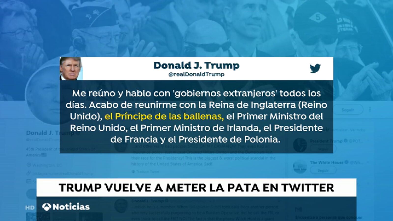 Trump se refiere al Príncipe Carlos como 'Príncipe de las Ballenas'
