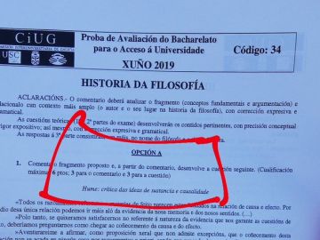 Examen de Filosofía con errores en Galicia