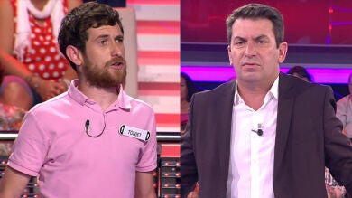 Duelo de habilidad: Un concursante se atreve a desafiar a Arturo Valls en '¡Ahora caigo!'