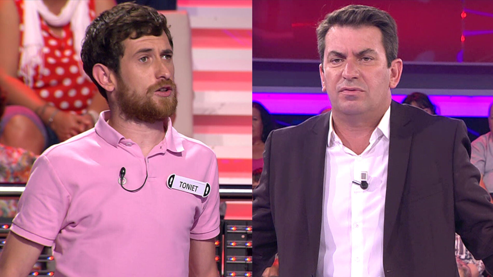 Arturo Valls contra un concursante en un divertido reto en '&iexcl;Ahora caigo!'