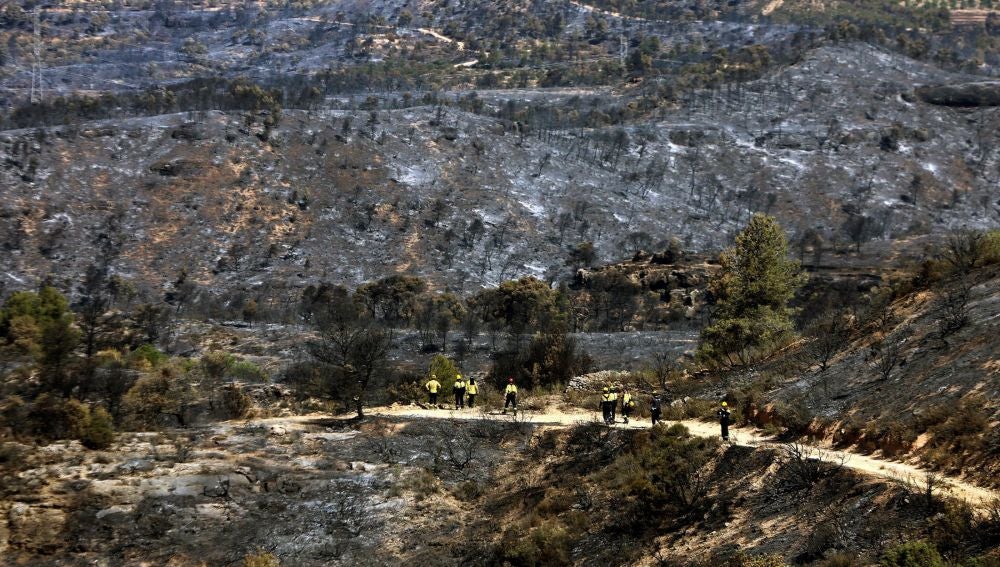 La zona de la Ribera d'Ebre afectada por el incendio