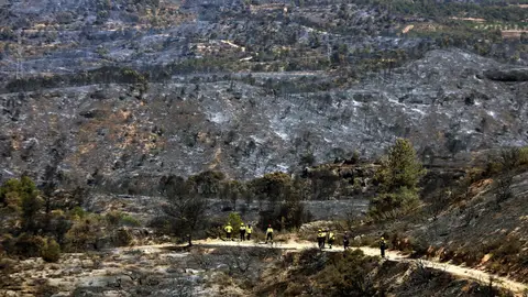 Bomberos en la zona afectada por el incendio de la Ribera d'Ebre Bomberos en la zona afectada por el incendio de la Ribera d'Ebre