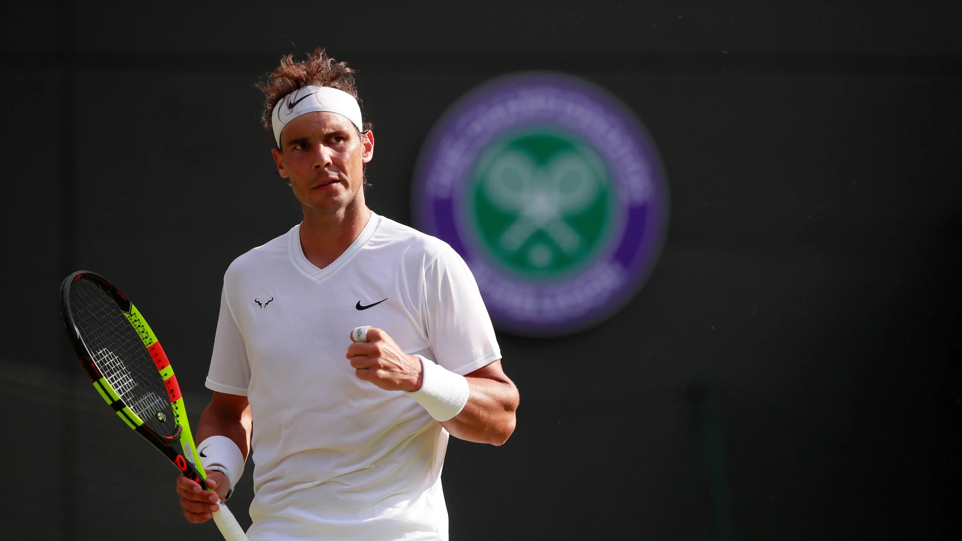 Nadal celebra un punto contra el japonés Sugita Nadal celebra un punto contra el japonés Sugita