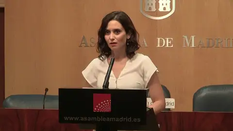 Díaz Ayuso a presenta su candidatura al pleno de investidura y pide un entendimiento entre Ciudadanos y Vox Díaz Ayuso a presenta su candidatura al pleno de investidura y pide un entendimiento entre Ciudadanos y Vox