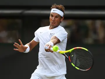 Nadal en medio del partido contra Sugita Nadal en medio del partido contra Sugita