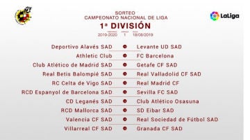 Calendario Liga 2019-2020 Primera División