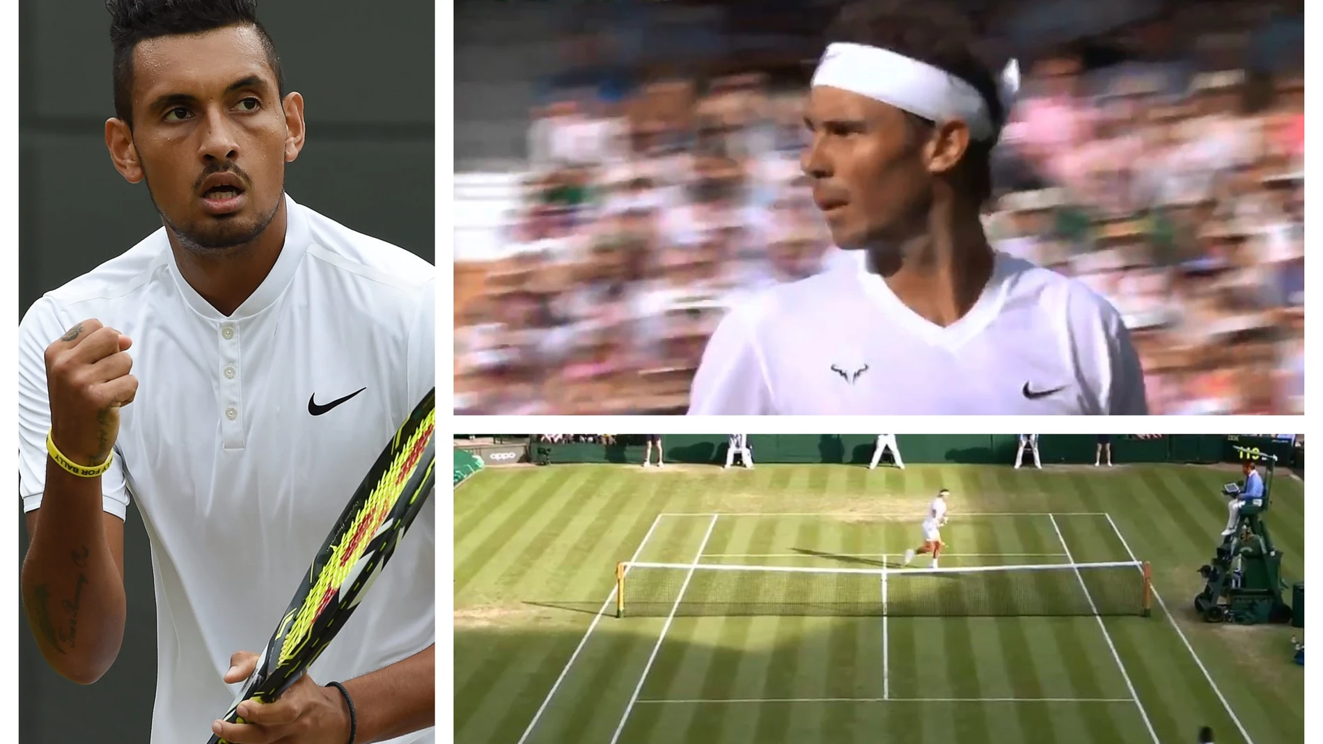Pelotazo de Kyrgios a Nadal durante el partido Pelotazo de Kyrgios a Nadal durante el partido