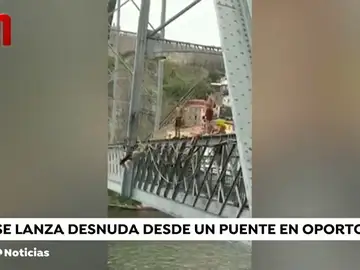 Polémica en Portugal por las imágenes de una joven desnuda tirándose por un puente de Oporto Polémica en Portugal por las imágenes de una joven desnuda tirándose por un puente de Oporto