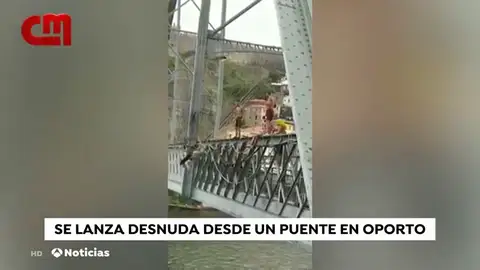 Polémica en Portugal por las imágenes de una joven desnuda tirándose por un puente de Oporto Polémica en Portugal por las imágenes de una joven desnuda tirándose por un puente de Oporto