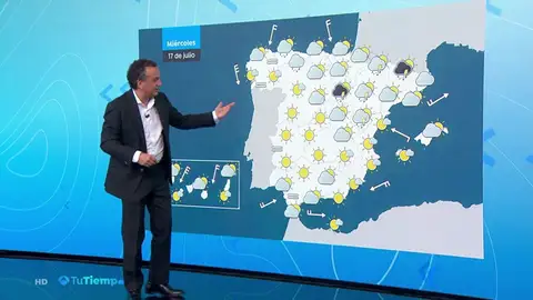 Temperaturas diurnas en descenso, con nubes en el interior peninsular Temperaturas diurnas en descenso, con nubes en el interior peninsular