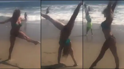 Nadia Comaneci realizando una pirueta a sus 57 años Nadia Comaneci realizando una pirueta a sus 57 años