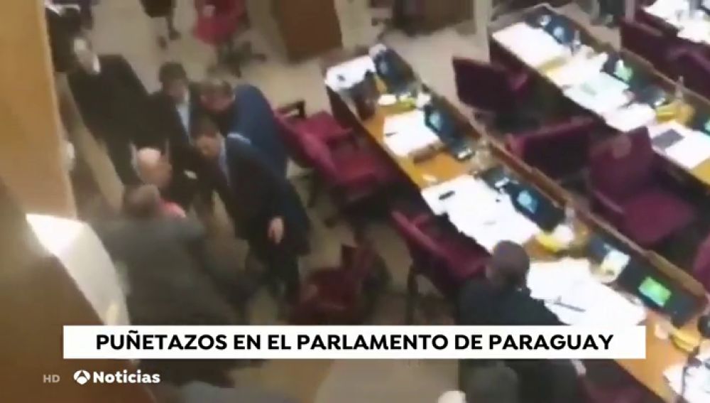 Pelea a puñetazos en el Senado de Paraguay