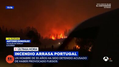 El humo y las llamas de los incendios de Portugal acechan a un pueblo de Cáceres