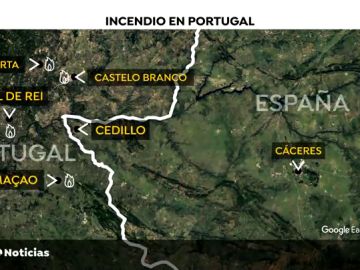 El calor y el viento complican las labores de extinción del incendio en Portugal