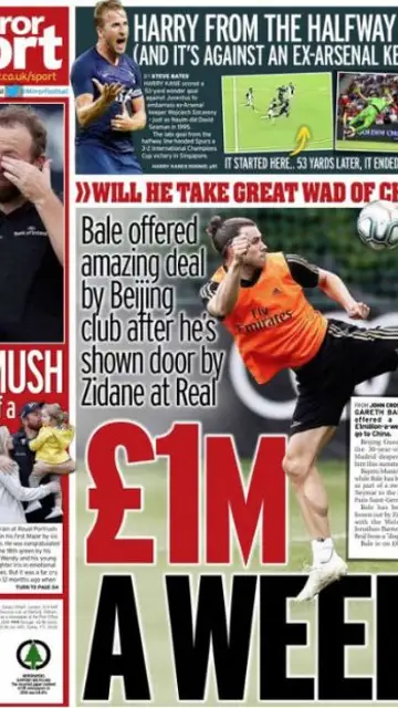 Portada del diario Mirror sport Portada del diario Mirror sport