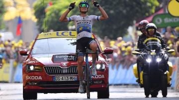 Matteo Trentin se hace celebra la victoria de la décimo octava etapa del Tour