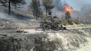 La avería de un 'buggie' pudo ser la causa del incendio que ha calcinado más de mil hectáreas en Aragón