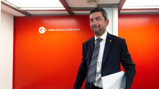 El presidente de la C&aacute;mara de Comercio de Barcelona, Joan Canadell, durante la rueda de prensa.