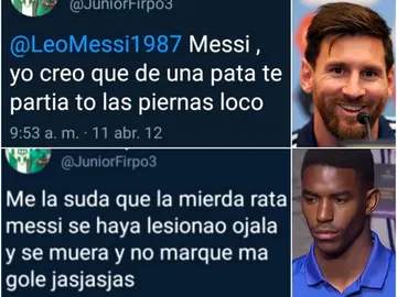 Polémicos tuits de Junior Firpo contra Messi en 2012 Polémicos tuits de Junior Firpo contra Messi en 2012