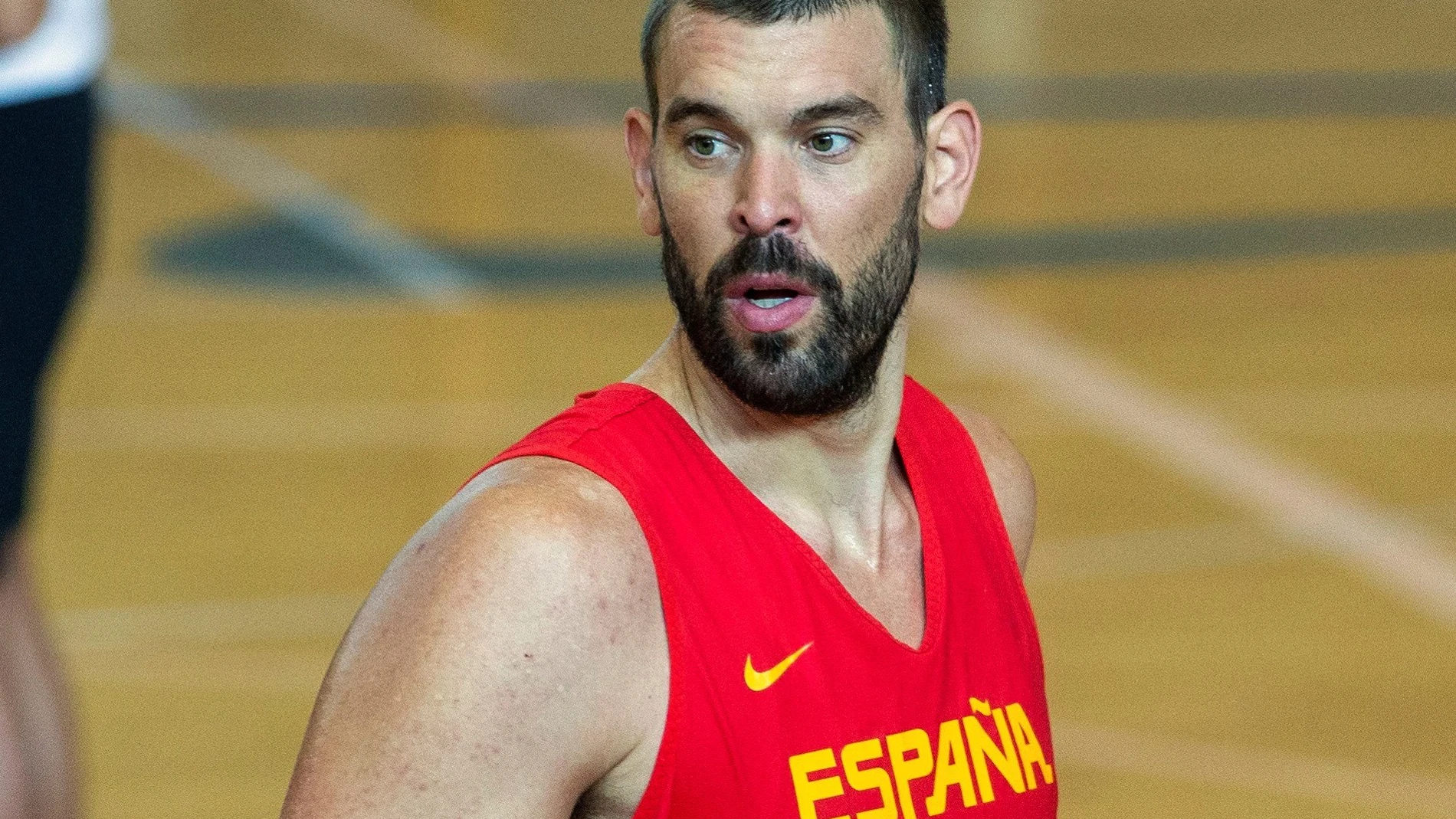 Marc Gasol en uno de los entrenamientos con la Selección Española Marc Gasol en uno de los entrenamientos con la Selección Española