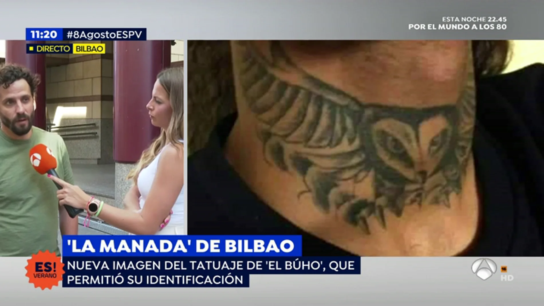 Tatuaje de 'El Búho' de la 'manada' de Bilbao