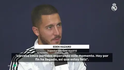Hazard, tras estrenarse con el Real Madrid: "Llevaba mucho tiempo esperando este momento, estoy muy contento" Hazard, tras estrenarse con el Real Madrid: "Llevaba mucho tiempo esperando este momento, estoy muy contento"