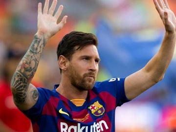 Leo Messi en su reencuentro con la afición blaugrana