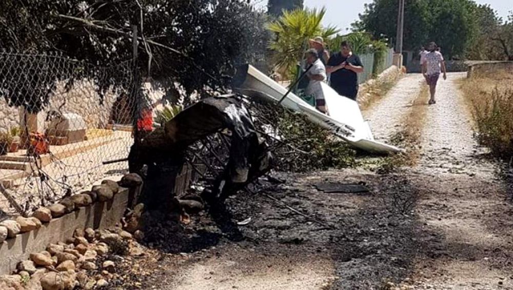 Lugar del accidente entre una avioneta y un helicóptero en Mallorca