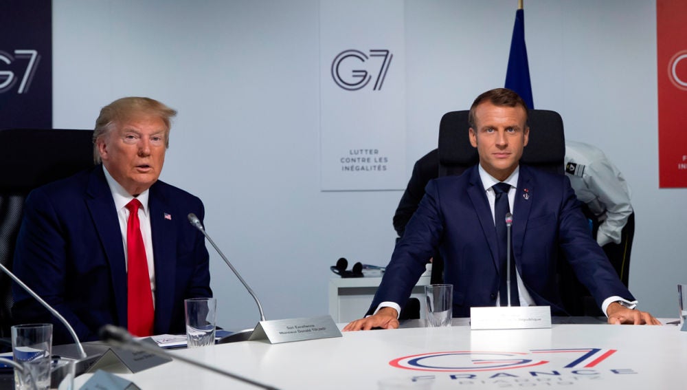 Donald Trump y Emmanuel Macron en la cumbre del G7