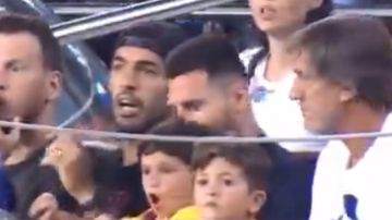 El hijo de Messi festeja el 'no gol'