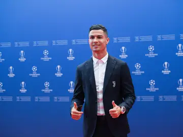 Cristiano Ronaldo durante el sorteo de la Champions Cristiano Ronaldo durante el sorteo de la Champions